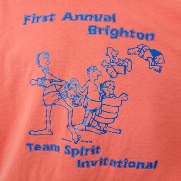 Swim Team T Shirt Vintage 90s Brighton Team Spirit Invitational Made In USA Mens - Picture 2 of 7